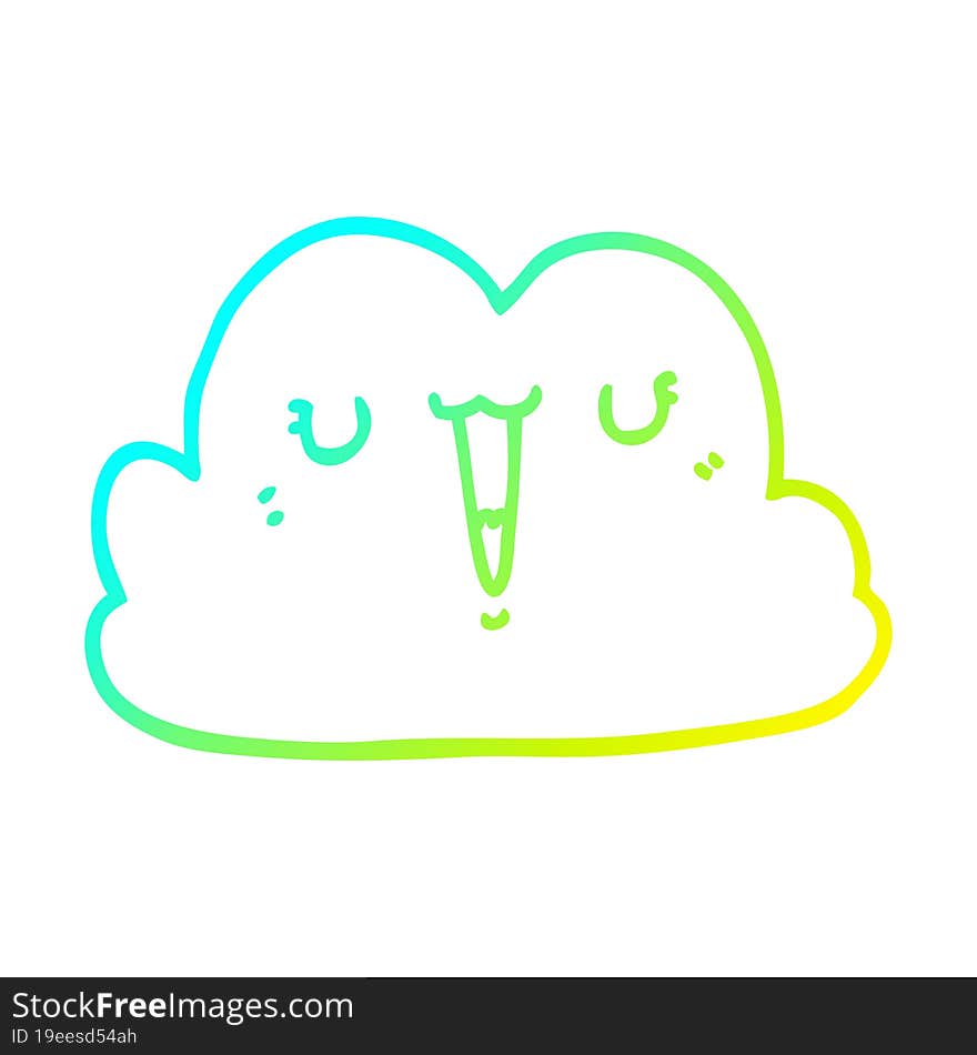 cold gradient line drawing cute cartoon cloud