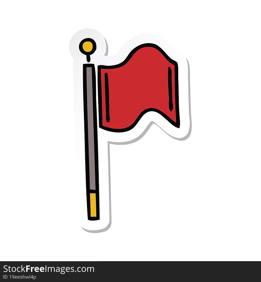 sticker of a cute cartoon red flag