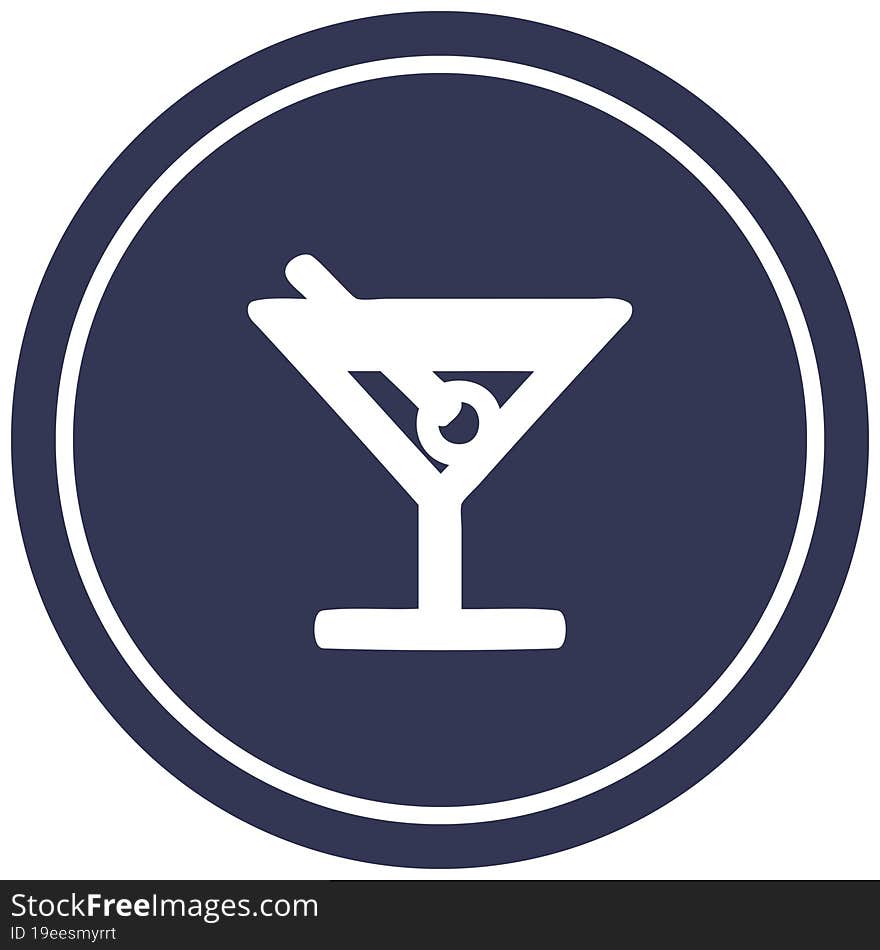 Cocktail With Olive Circular Icon