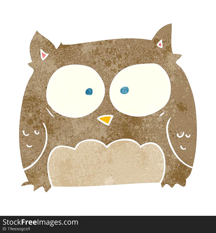 freehand retro cartoon owl