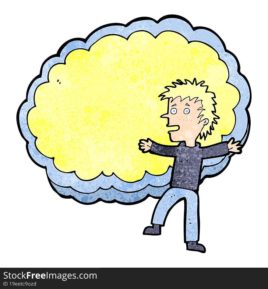 cartoon man with text space cloud