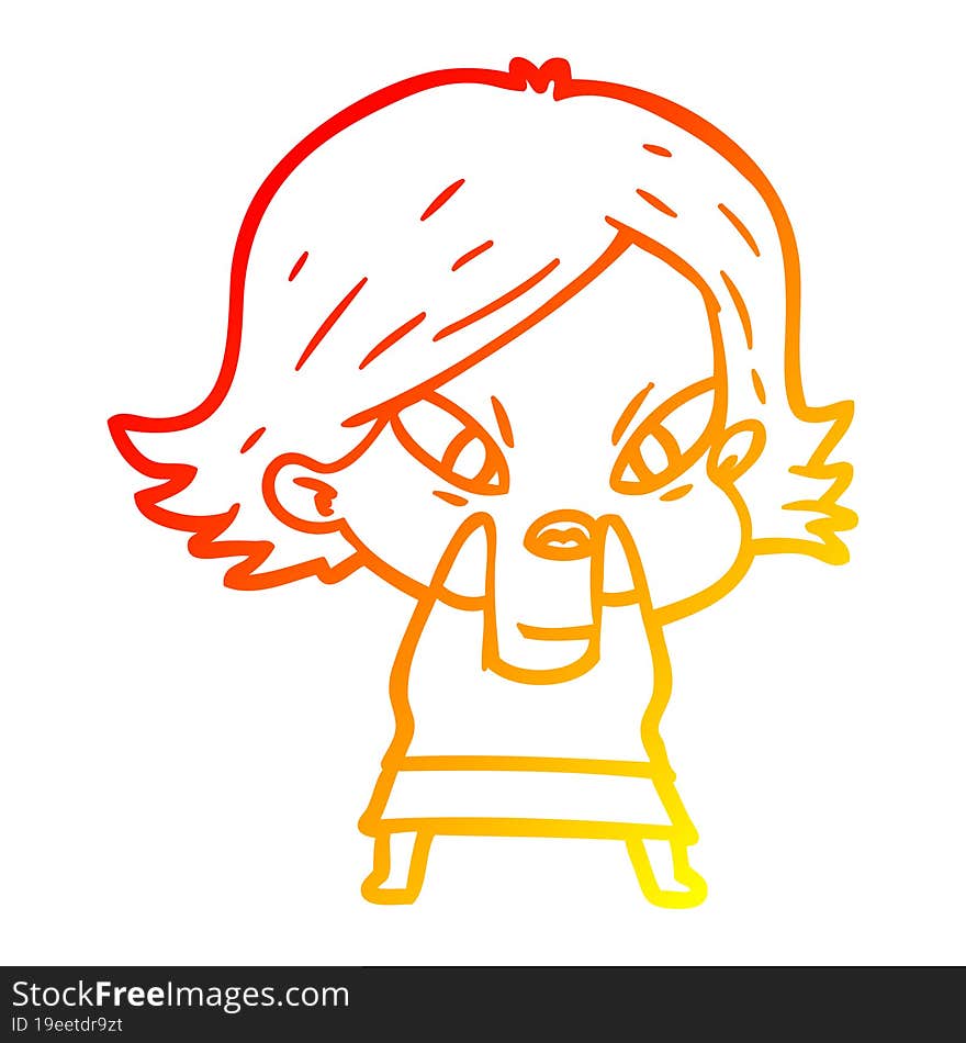 warm gradient line drawing cartoon stressed woman