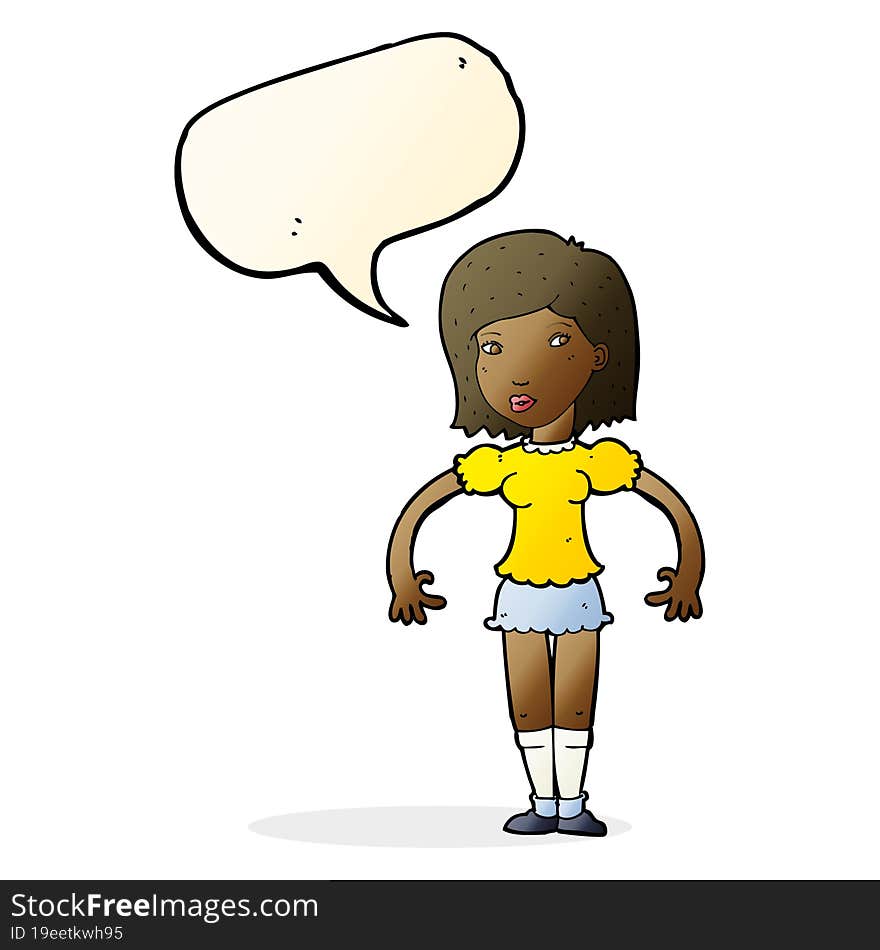 Cartoon Woman Looking Sideways With Speech Bubble