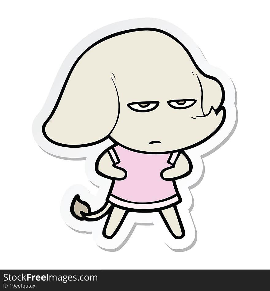 sticker of a annoyed cartoon elephant