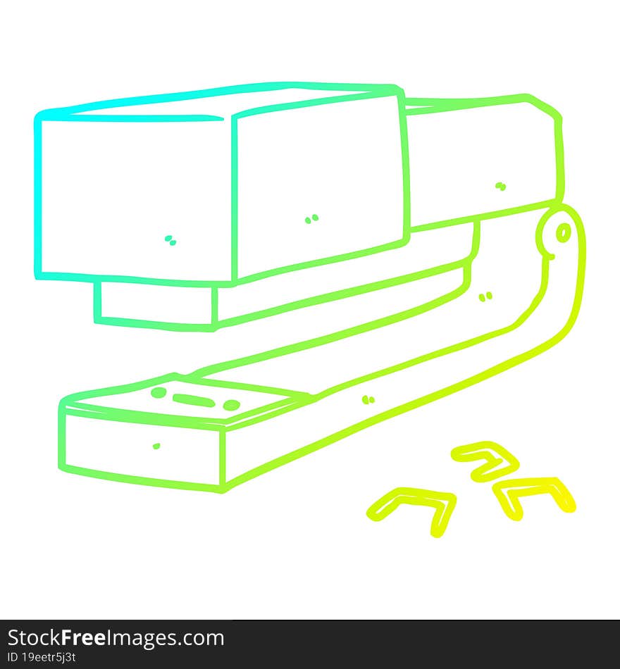 cold gradient line drawing of a cartoon office stapler