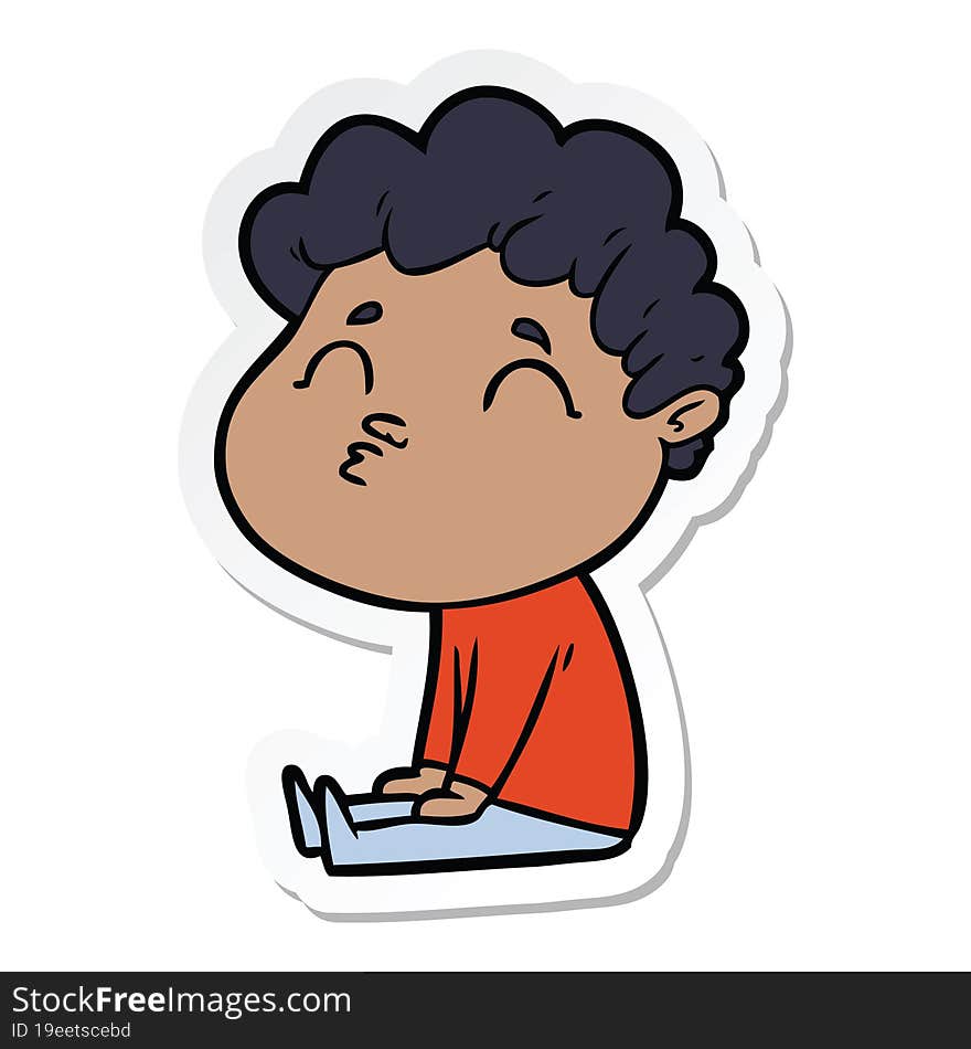 sticker of a cartoon man pouting