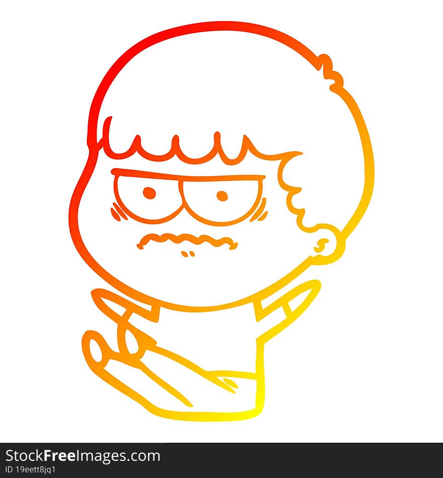 warm gradient line drawing cartoon annoyed man