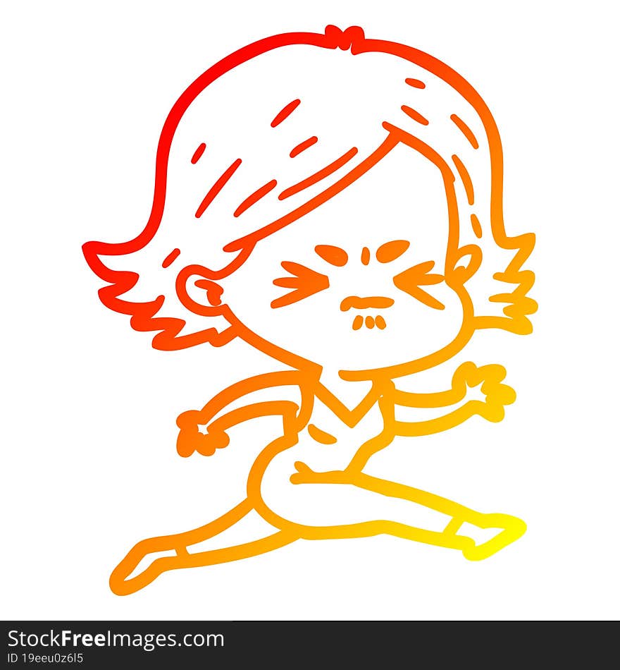 warm gradient line drawing of a cartoon angry woman