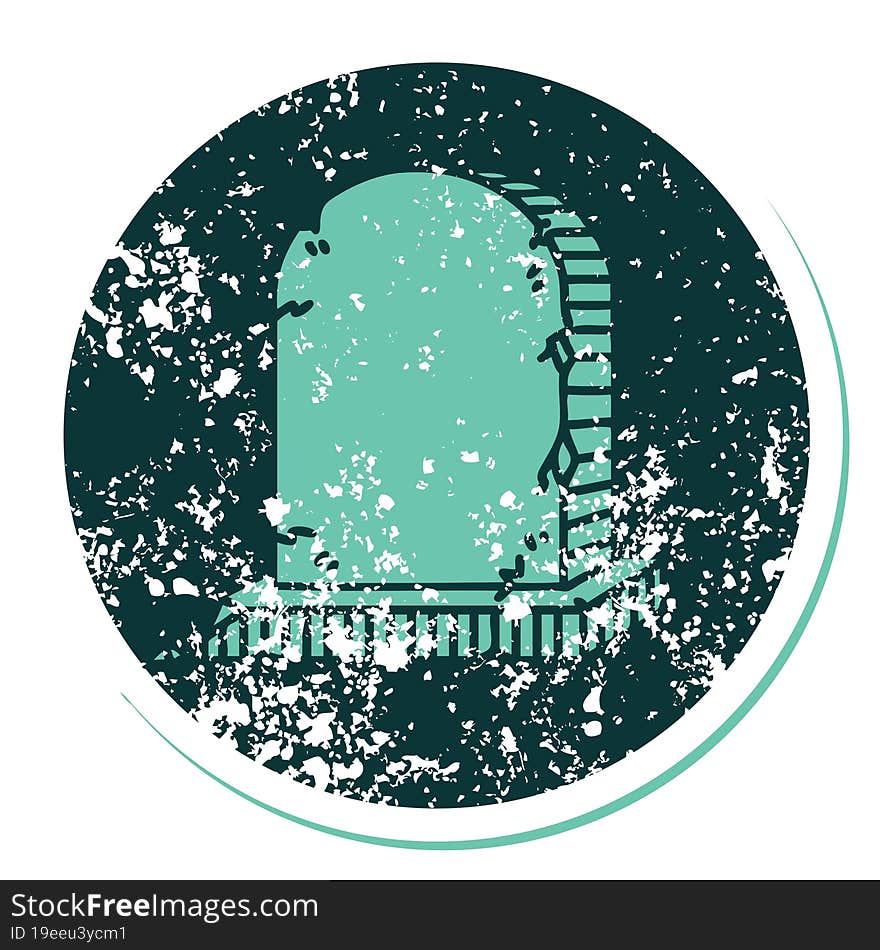 distressed sticker tattoo style icon of a grave stone