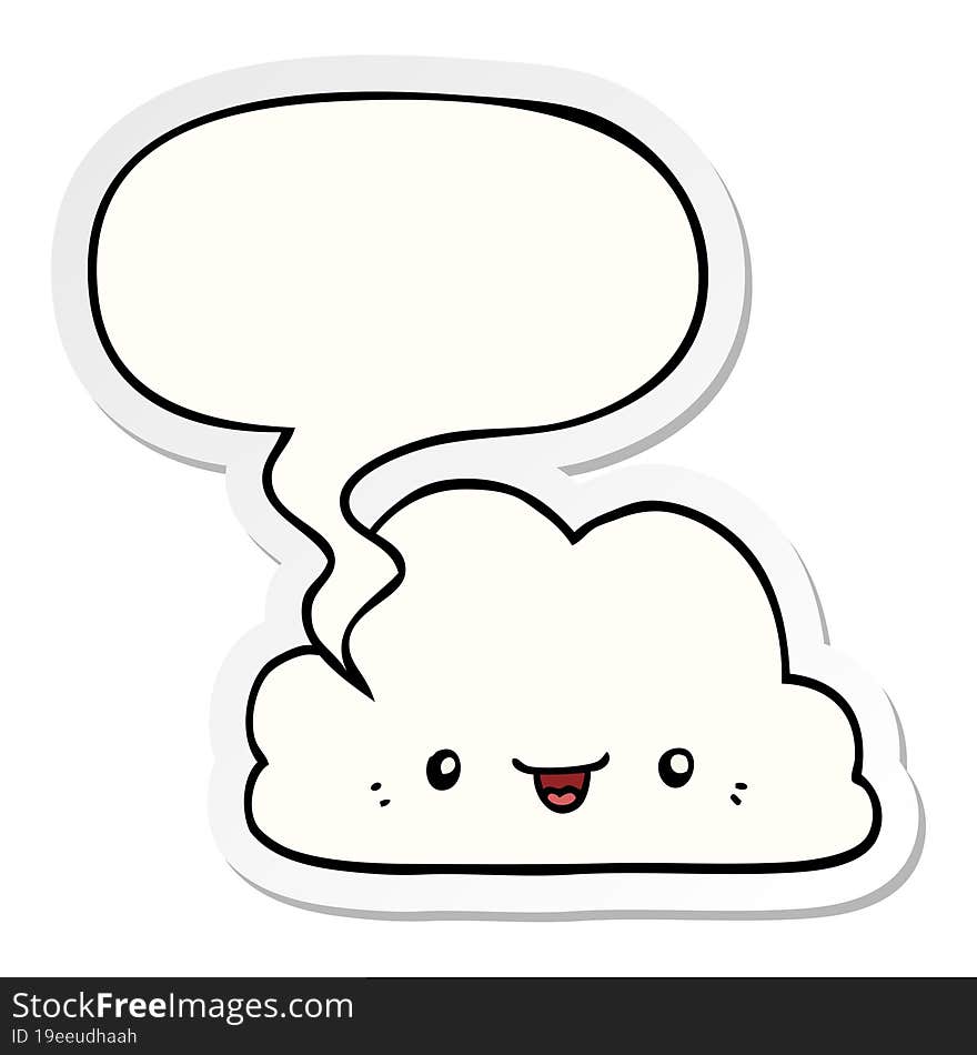 Cute Cartoon Cloud And Speech Bubble Sticker