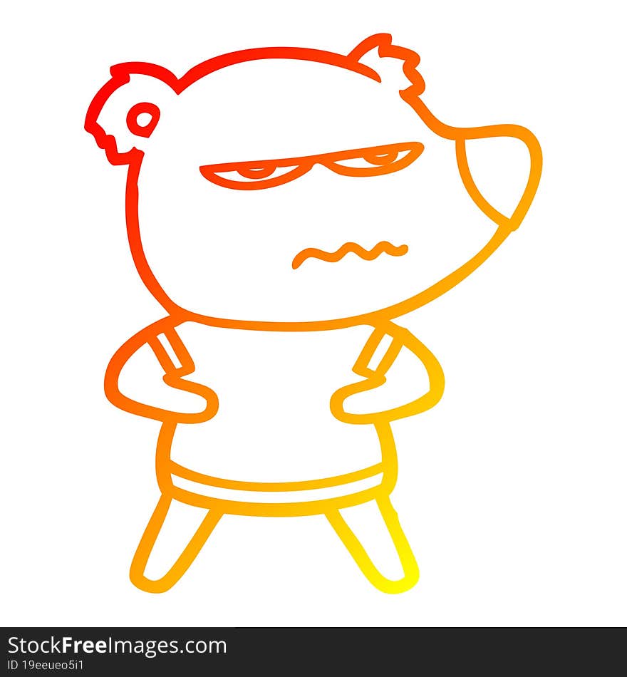 warm gradient line drawing annoyed bear cartoon