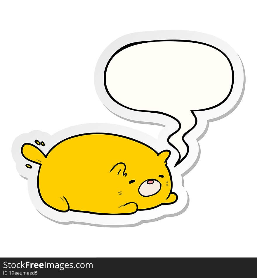 cute cartoon cat and speech bubble sticker