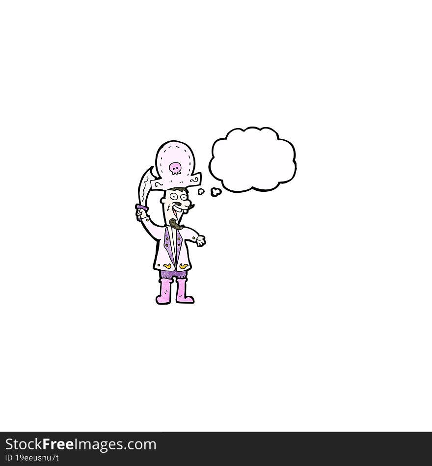 Cartoon Pink Pirate With Thought Bubble