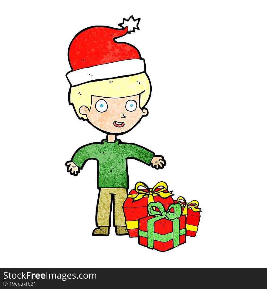 cartoon boy with present