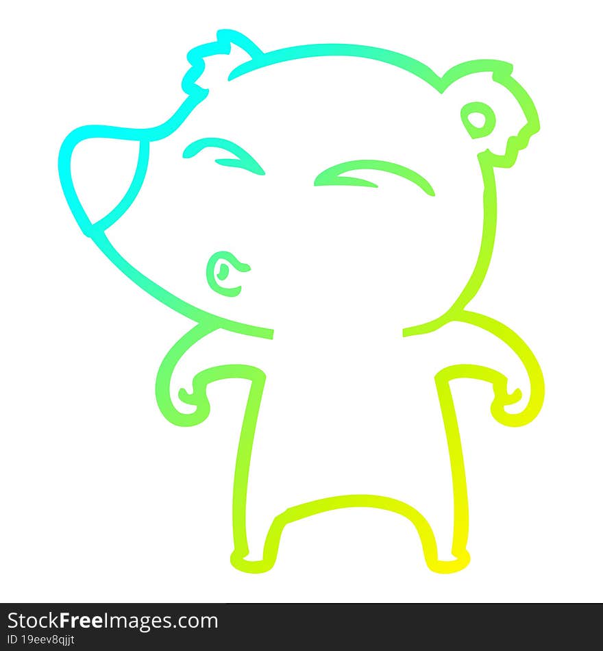 cold gradient line drawing cartoon whistling bear