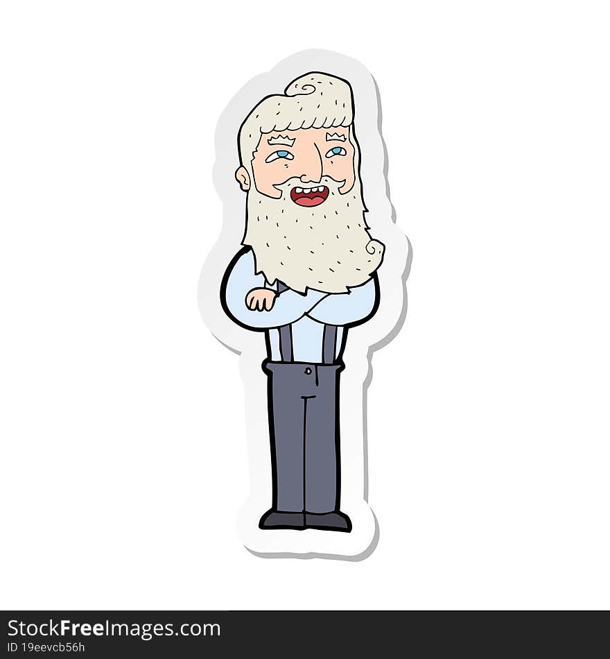 sticker of a cartoon happy man with beard