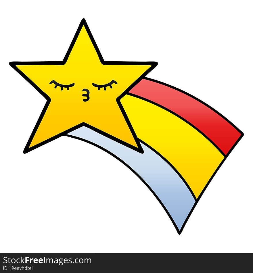 gradient shaded cartoon shooting rainbow star