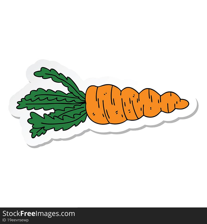 sticker of a quirky hand drawn cartoon carrot