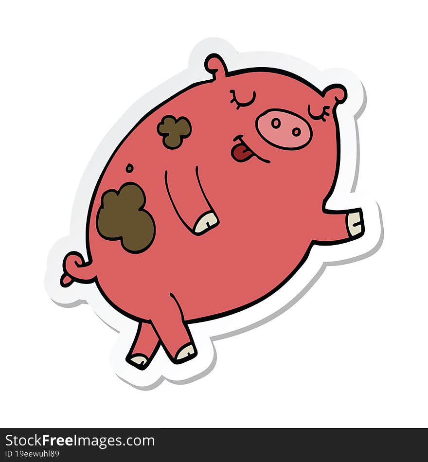 sticker of a cartoon dancing pig