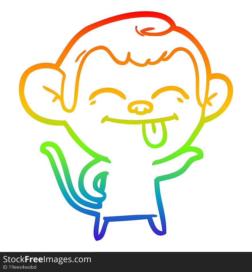 rainbow gradient line drawing funny cartoon monkey