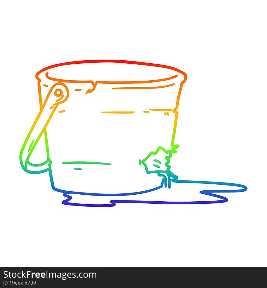 rainbow gradient line drawing broken bucket cartoon