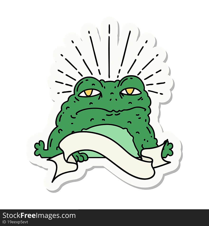 sticker of tattoo style toad character