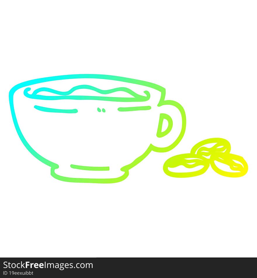 cold gradient line drawing cartoon espresso cup