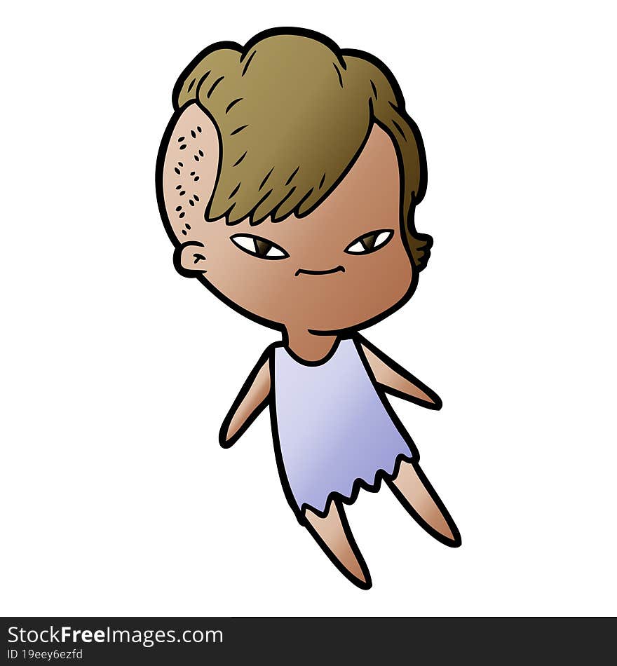 cute cartoon girl with hipster haircut. cute cartoon girl with hipster haircut