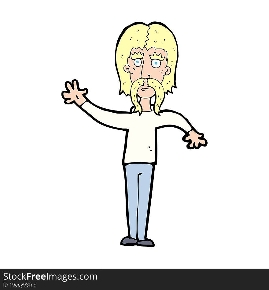 cartoon waving man with mustache