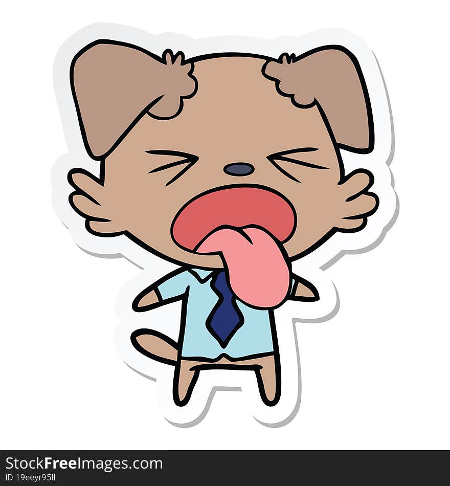 Sticker Of A Cartoon Disgusted Dog