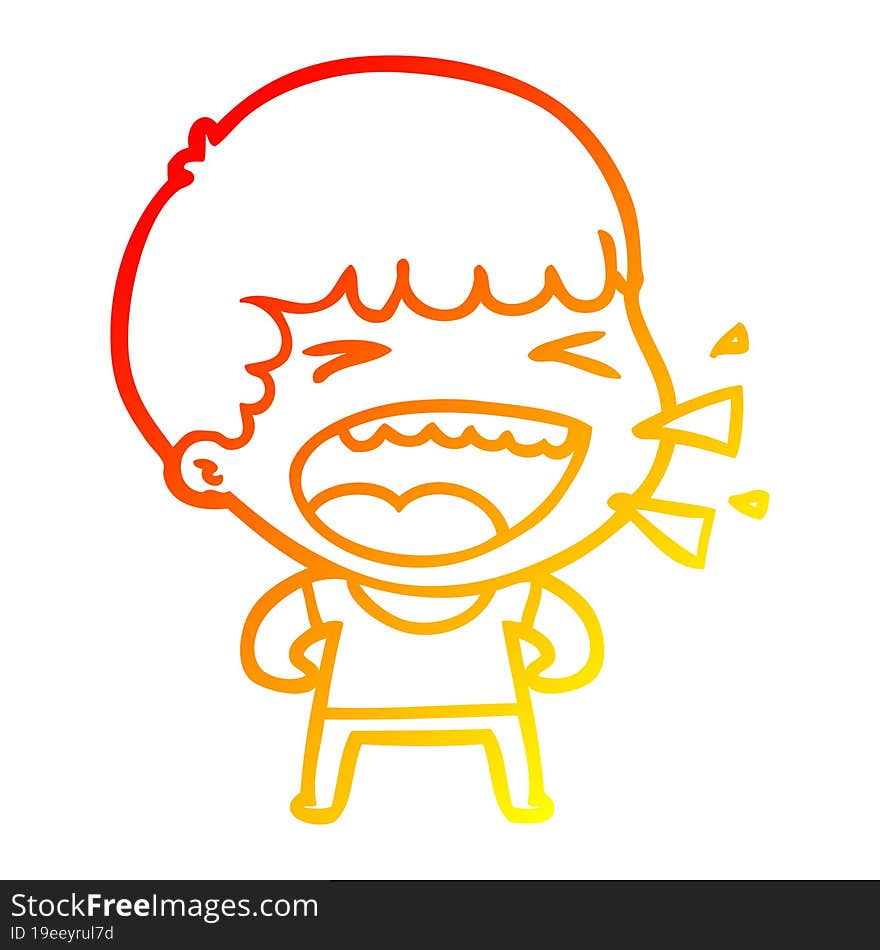 warm gradient line drawing of a cartoon laughing man