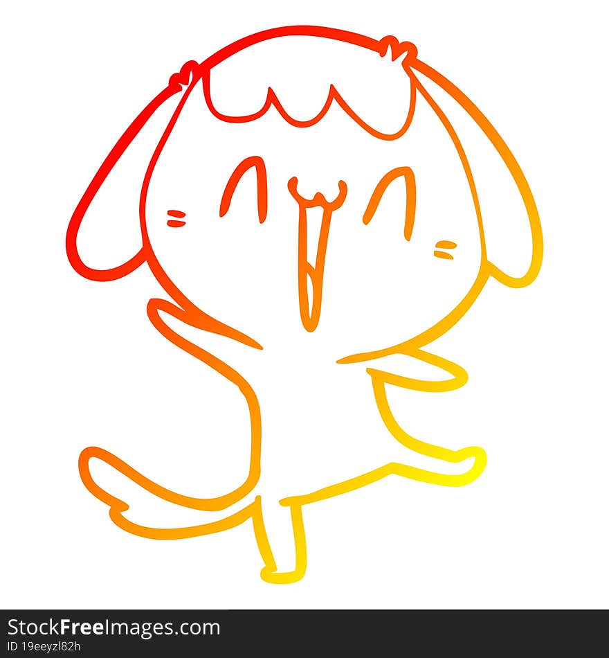 Warm Gradient Line Drawing Cute Cartoon Dog