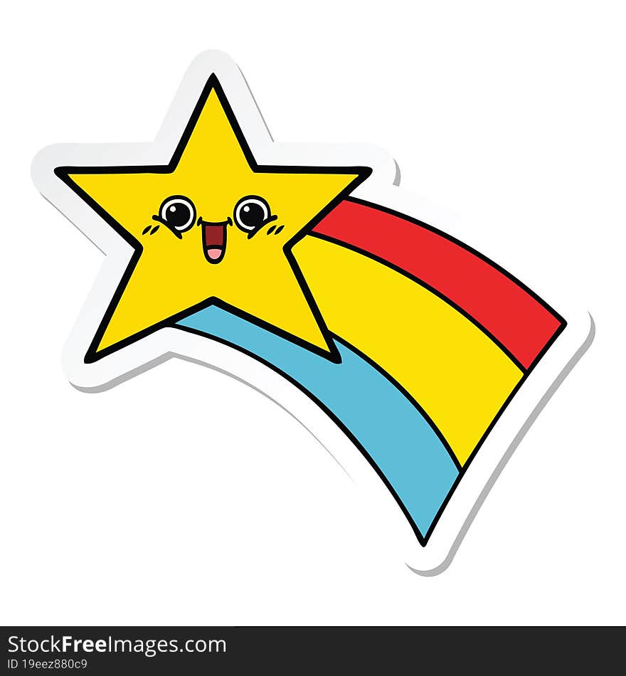 Sticker Of A Cute Cartoon Shooting Rainbow Star