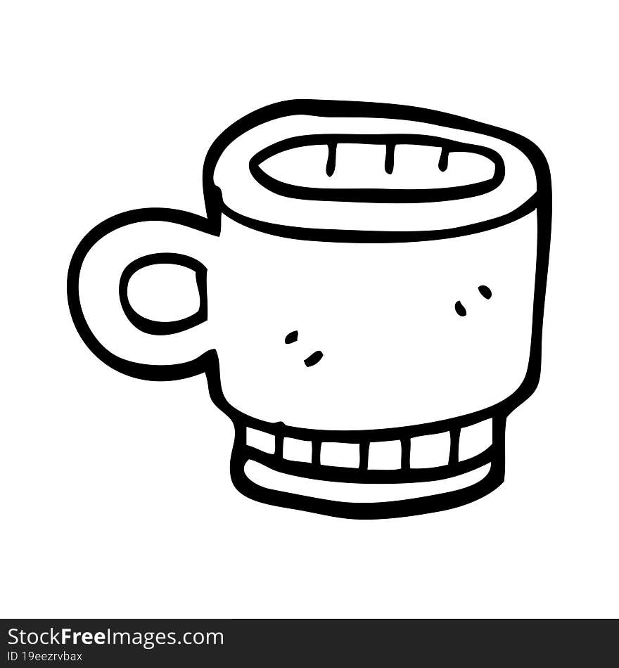 line drawing cartoon coffee mug