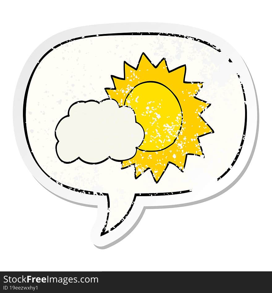 cartoon weather and speech bubble distressed sticker