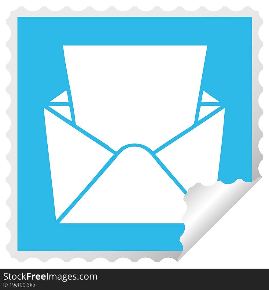 quirky square peeling sticker cartoon letter and envelope