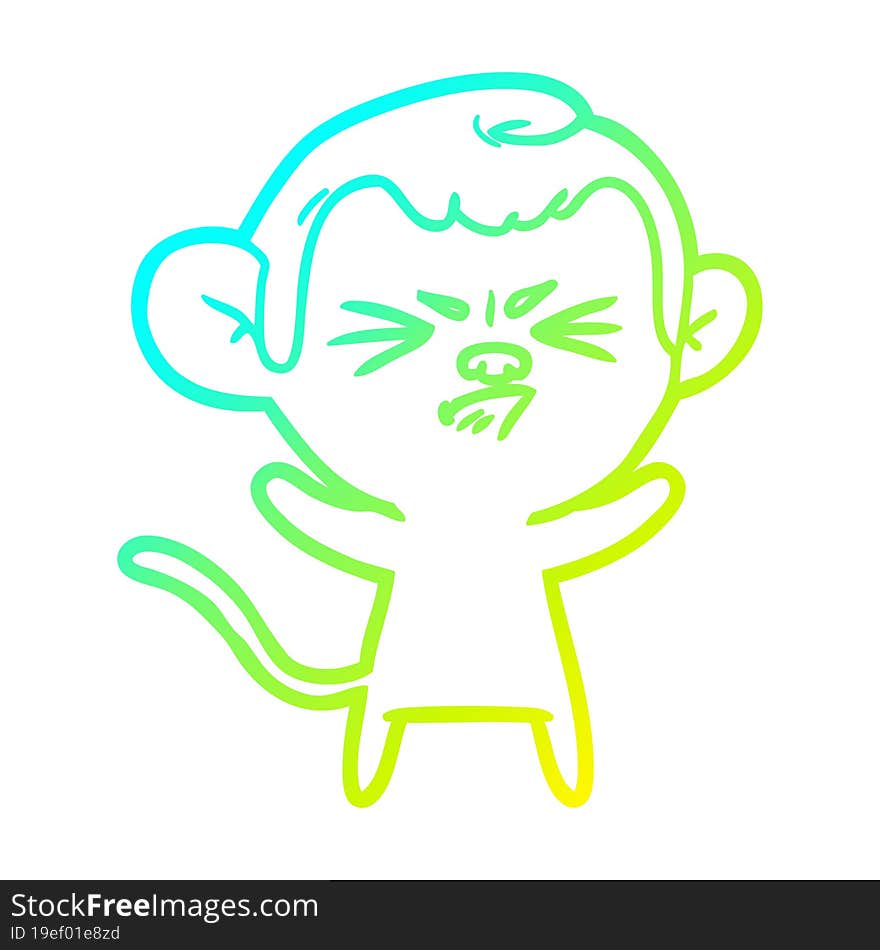 cold gradient line drawing cartoon annoyed monkey