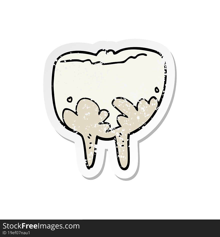 distressed sticker of a cartoon tooth