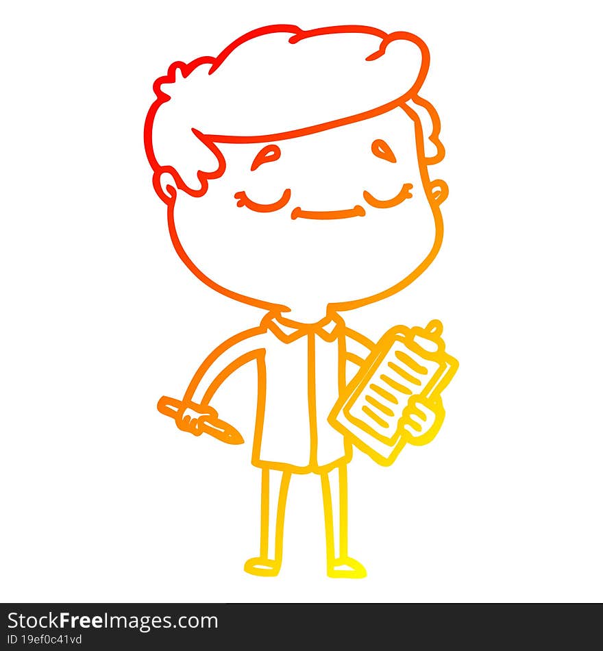 warm gradient line drawing cartoon peaceful man