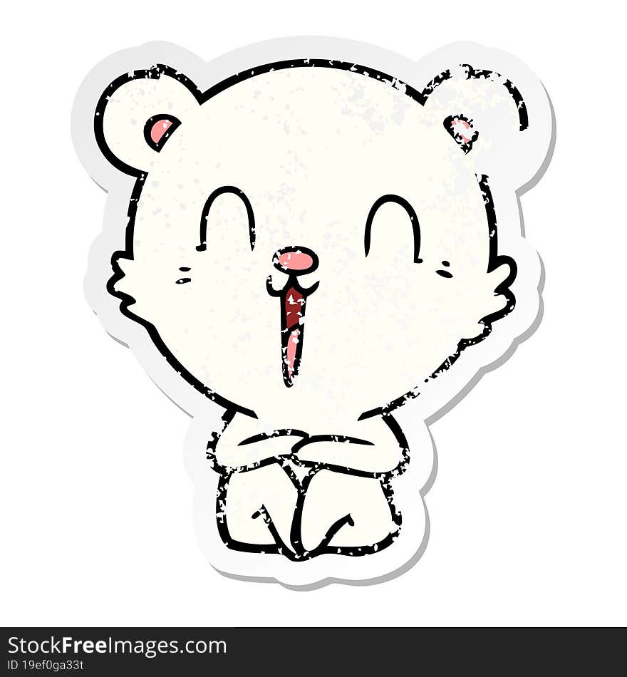 Distressed Sticker Of A Happy Cartoon Polar Bear