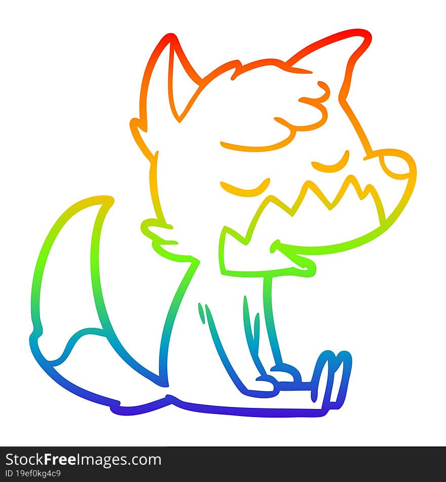 rainbow gradient line drawing friendly cartoon sitting fox