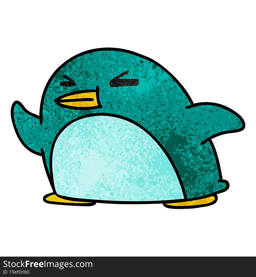 textured cartoon kawaii of a cute penguin