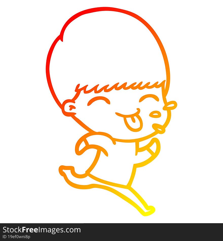 Warm Gradient Line Drawing Cartoon Rude Man