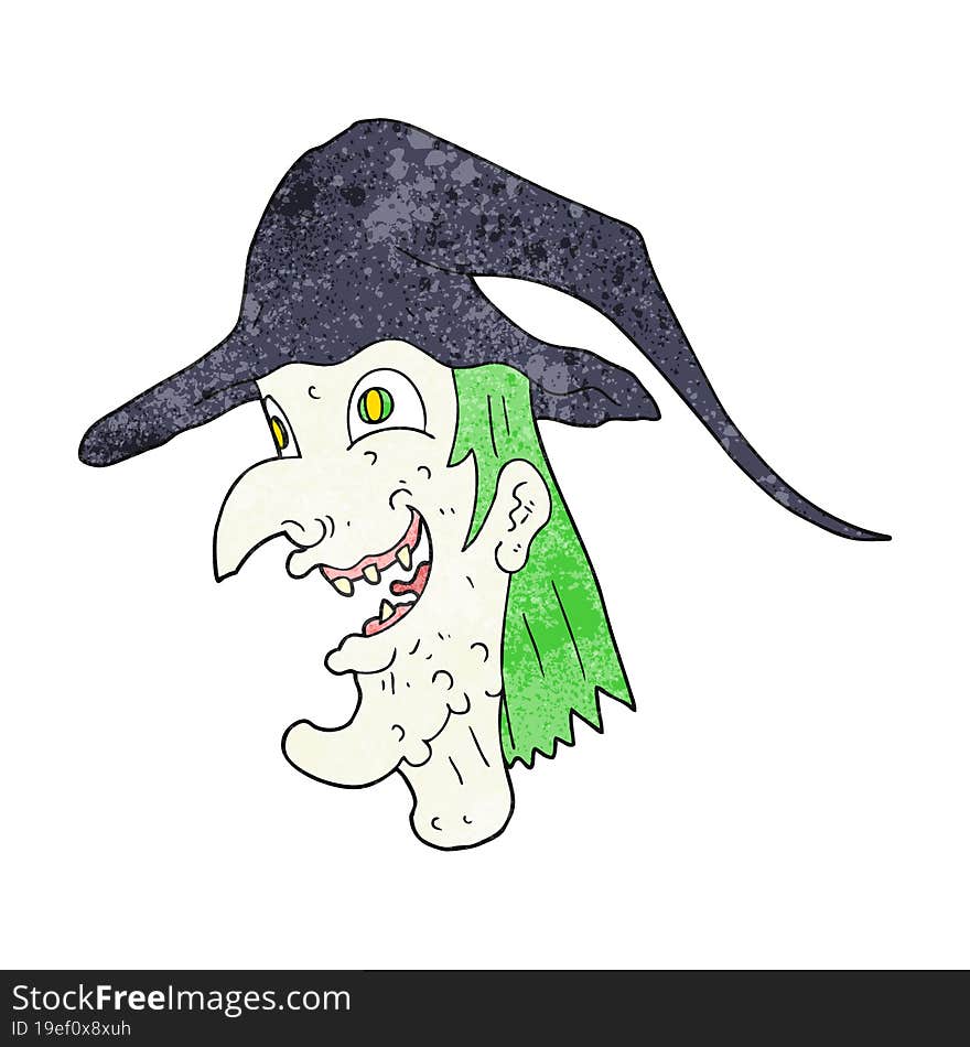 freehand textured cartoon cackling witch