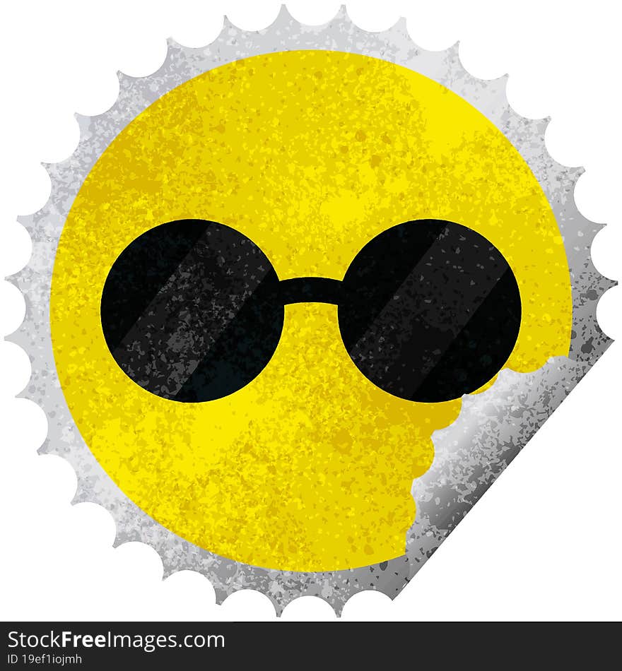 Sunglasses Round Sticker Stamp