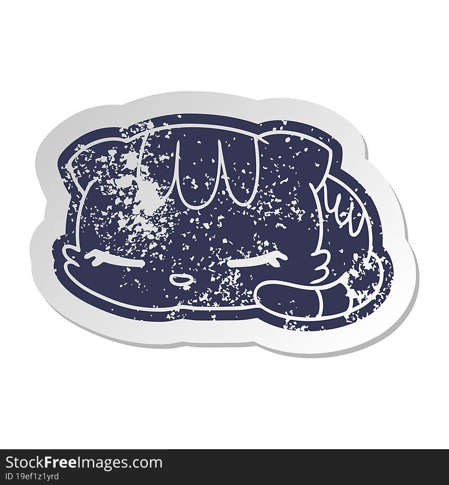 Distressed Old Sticker Kawaii Cute Sleeping Kitten