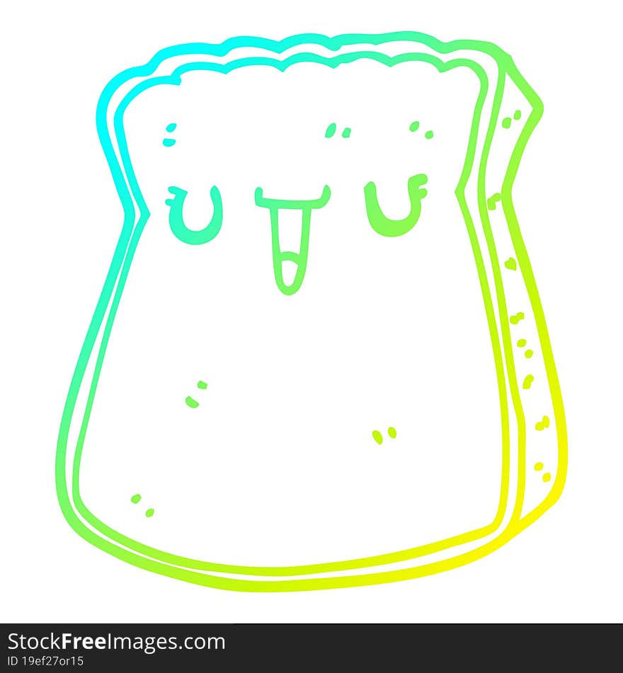 cold gradient line drawing of a cartoon slice of bread