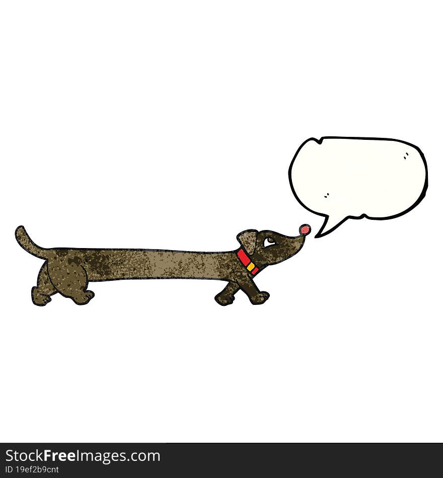 speech bubble textured cartoon dachshund