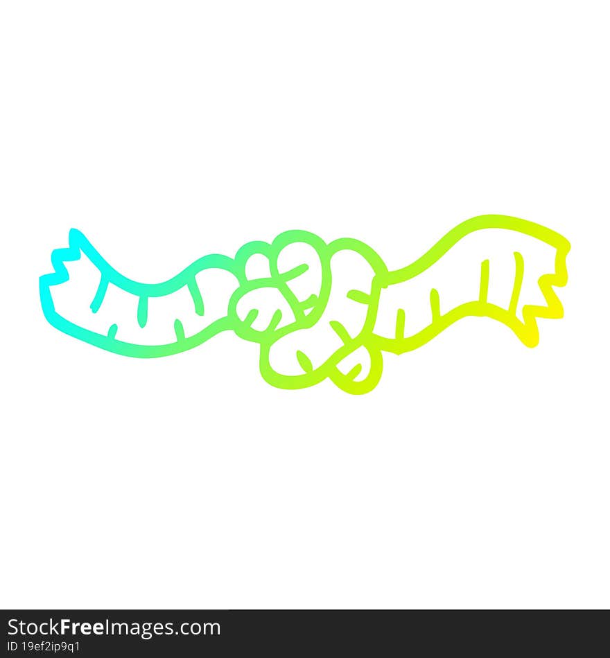 cold gradient line drawing of a cartoon rope knot