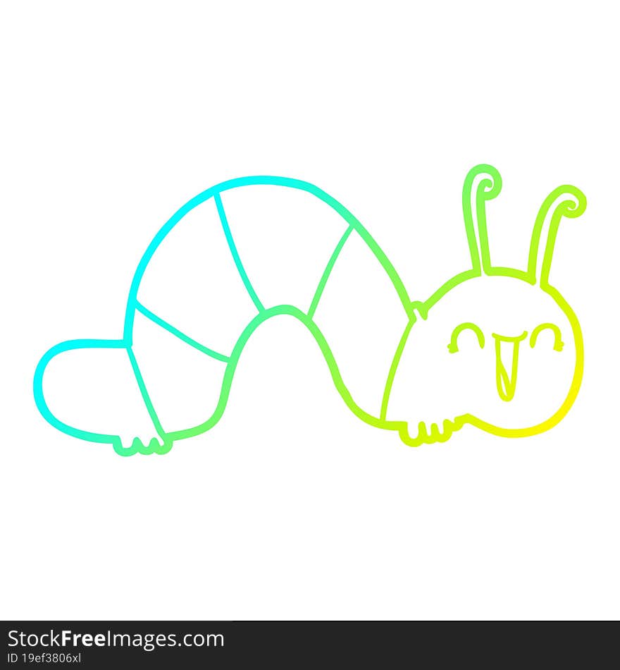 cold gradient line drawing cartoon happy caterpillar